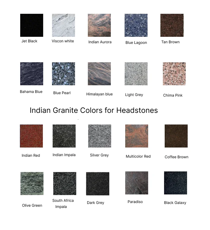 granite colors for headstones